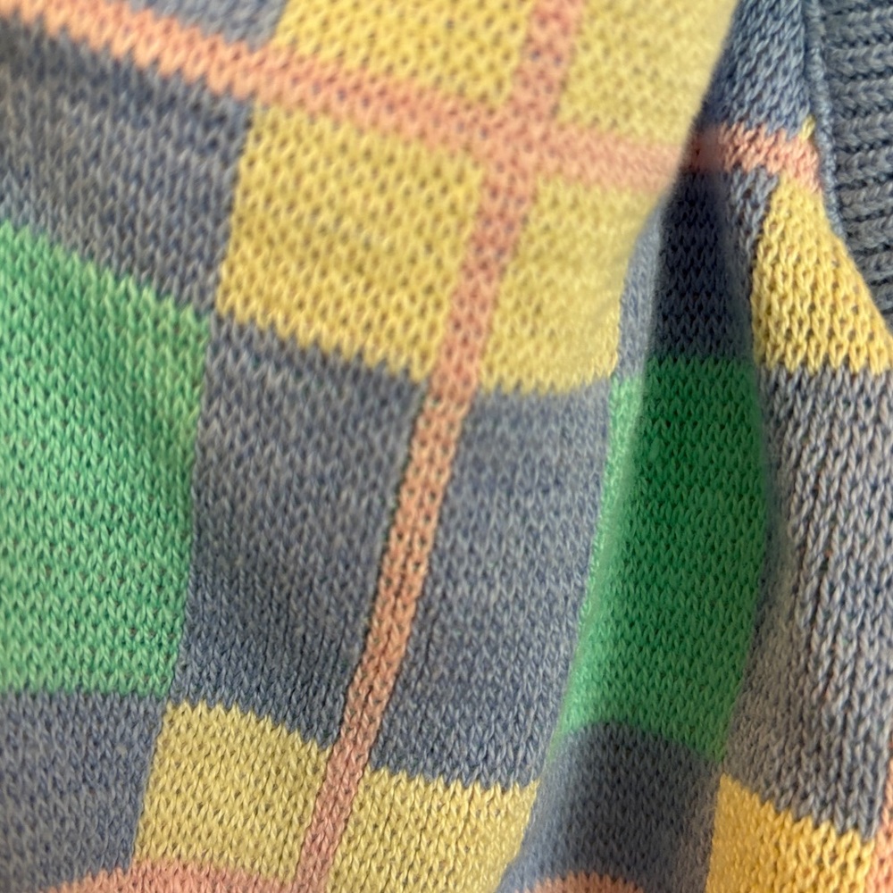 Vintage 90s Kids Knit Sweater Vest – Kitestrings – Pastel Plaid – Size 5/6 - Picture 3 of 7